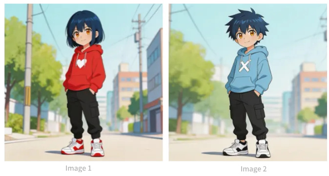 Anime girl and boy character reference portraits