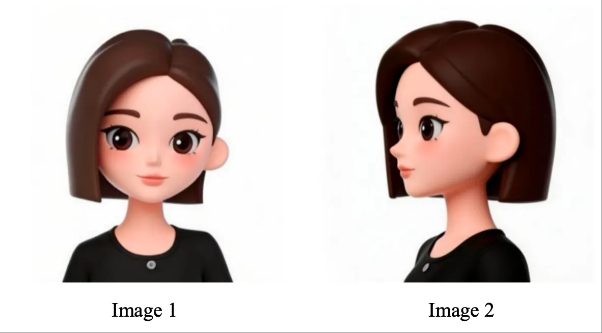 Character front and side reference portraits